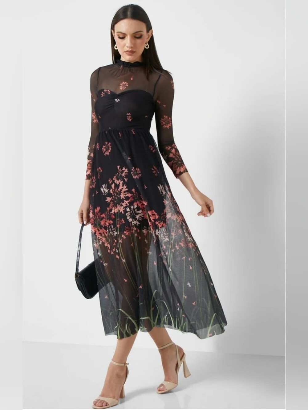 Ted Baker Suseena Mesh Overlay With High Neck. Size: Ted 2 US 6.